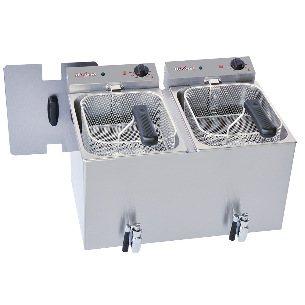 Friteuse électrique de table 2 x 8 litres + robinet DIVERSO WR-FED8-RV