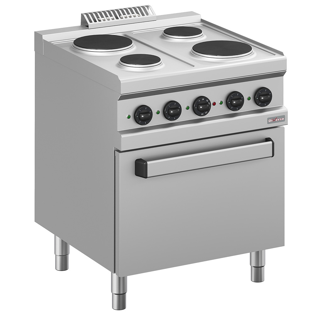 Cuisinière électrique 4 feux, four électrique GN 2/1 DIVERSO WR-E4PF-F3