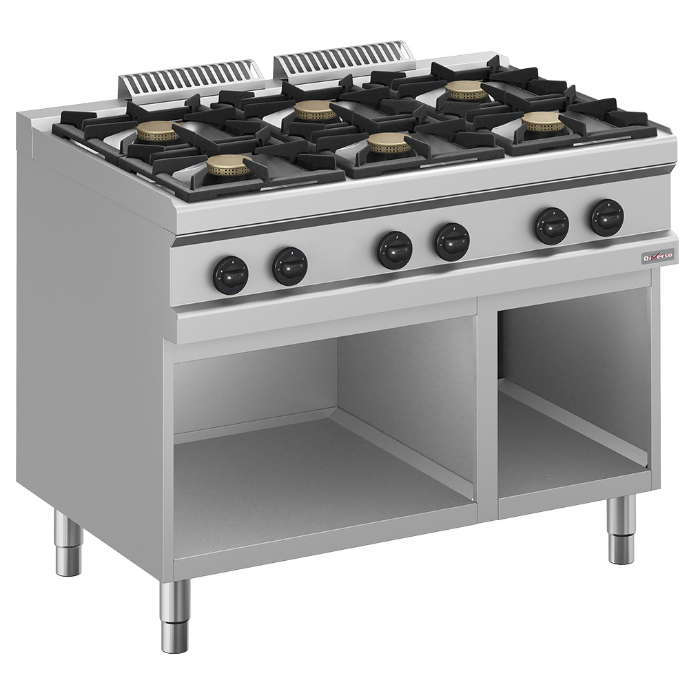 Cuisinière à gaz 6 brûleurs, sur placard ouvert DIVERSO WR-G6BA-A2