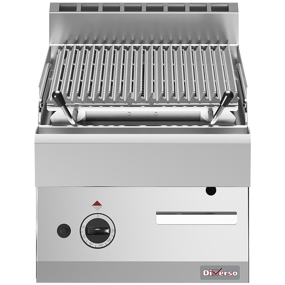 Gril en pierre de lave - 1/2 module, grille de cuisson en fonte « double face » DIVERSO WR-PLX1-40