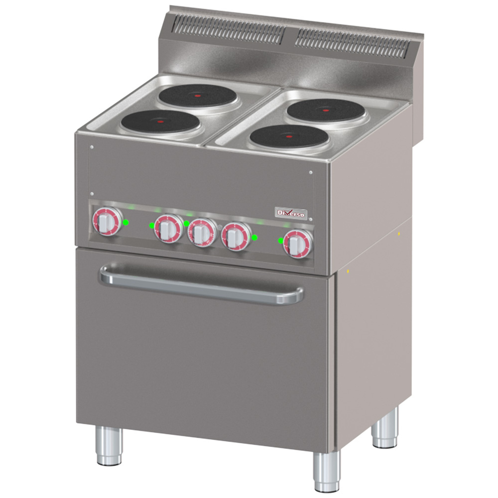 Cuisinière avec 4 plaques électriques et four à convection GN1/1 DIVERSO WR-E4CF-22