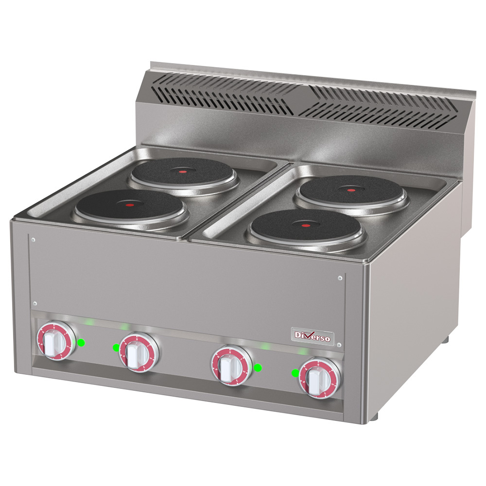 Cuisinière électrique 4 plaques, -Haut- DIVERSO WR-E4PT-18