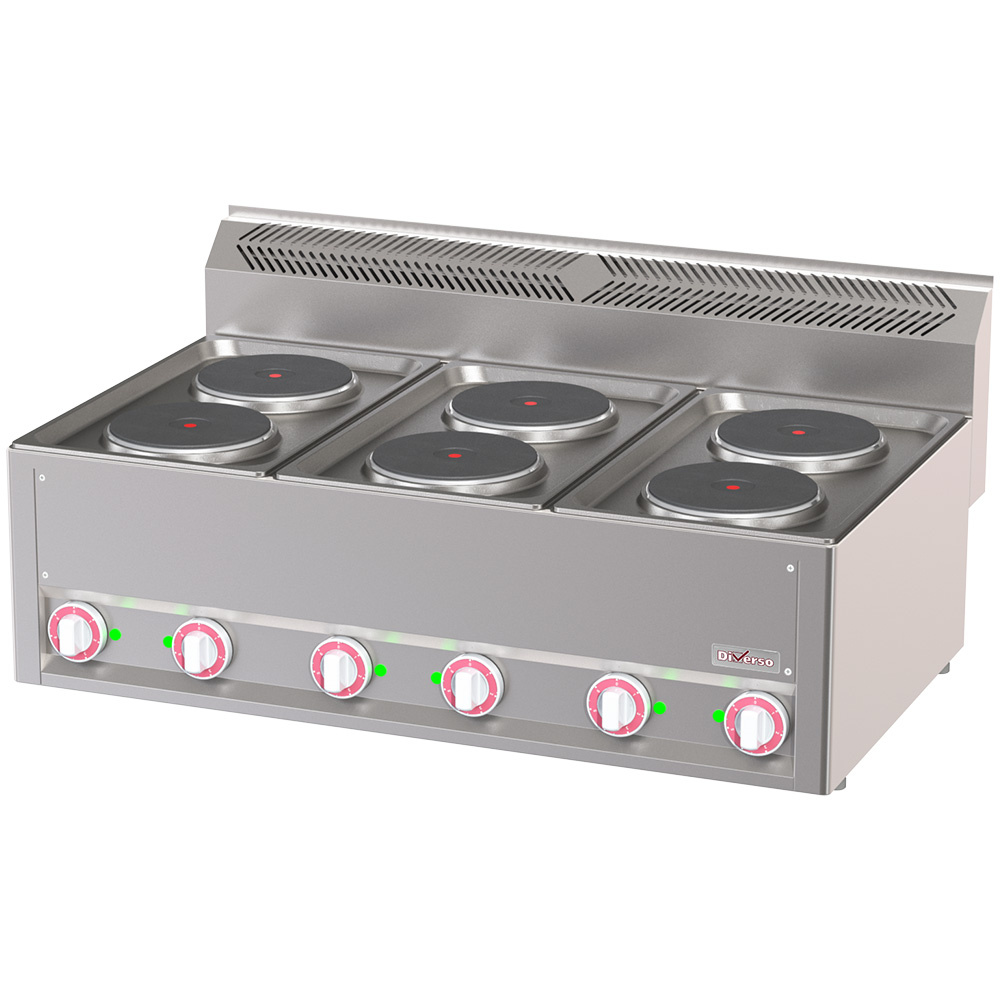 Cuisinière électrique 6 plaques, -Haut- DIVERSO WR-E6PT-19