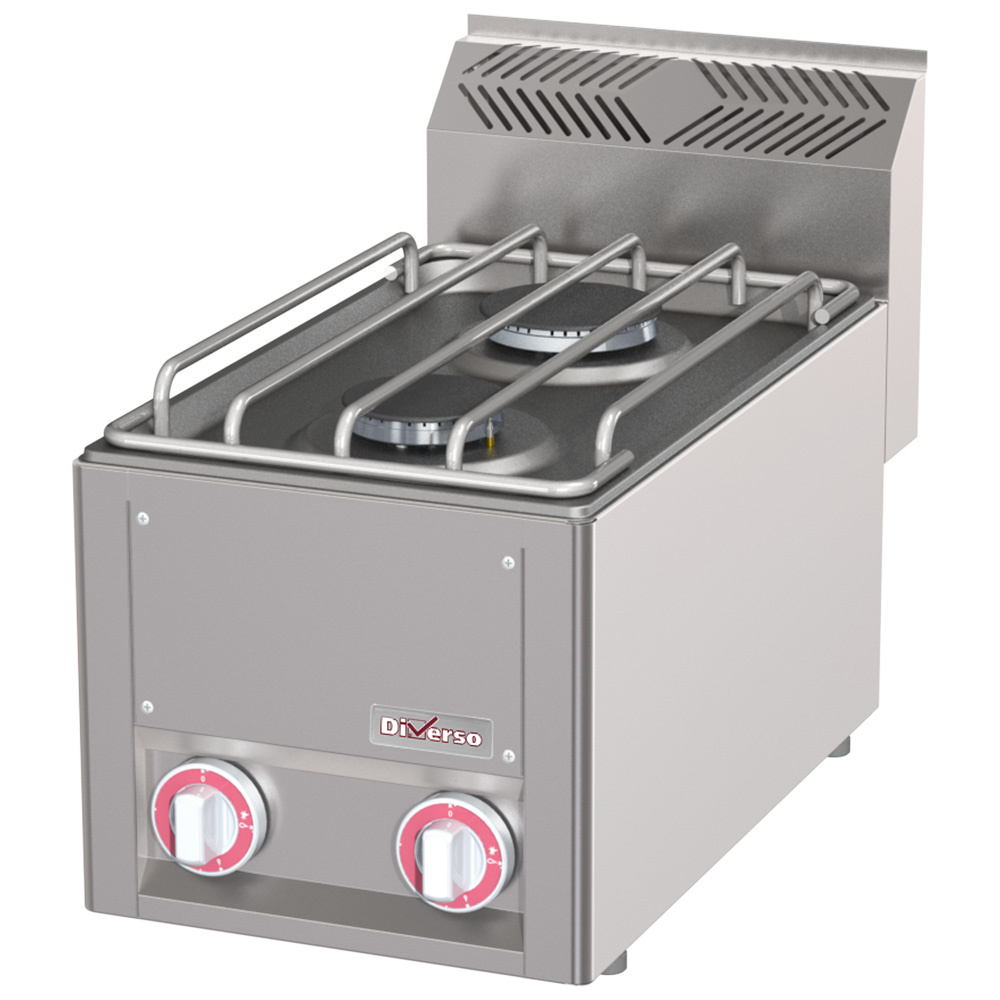 Cuisinière à gaz 2 brûleurs, -Dessus- DIVERSO WR-G2FT-01