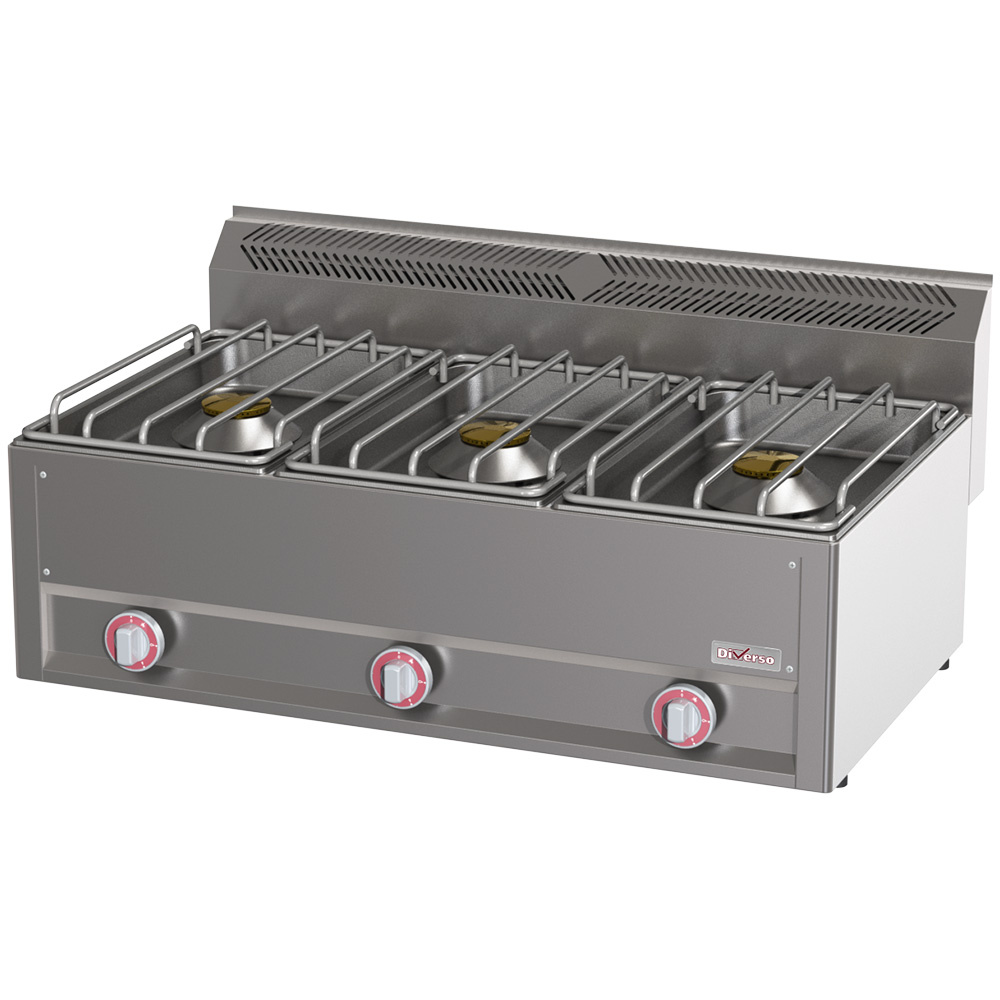 Cuisinière 3 brûleurs 8 kW super puissante -Top- DIVERSO WR-G3FT-15