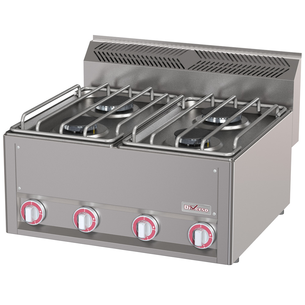 Cuisinière à gaz 4 brûleurs, -Haut- DIVERSO WR-G4FT-16