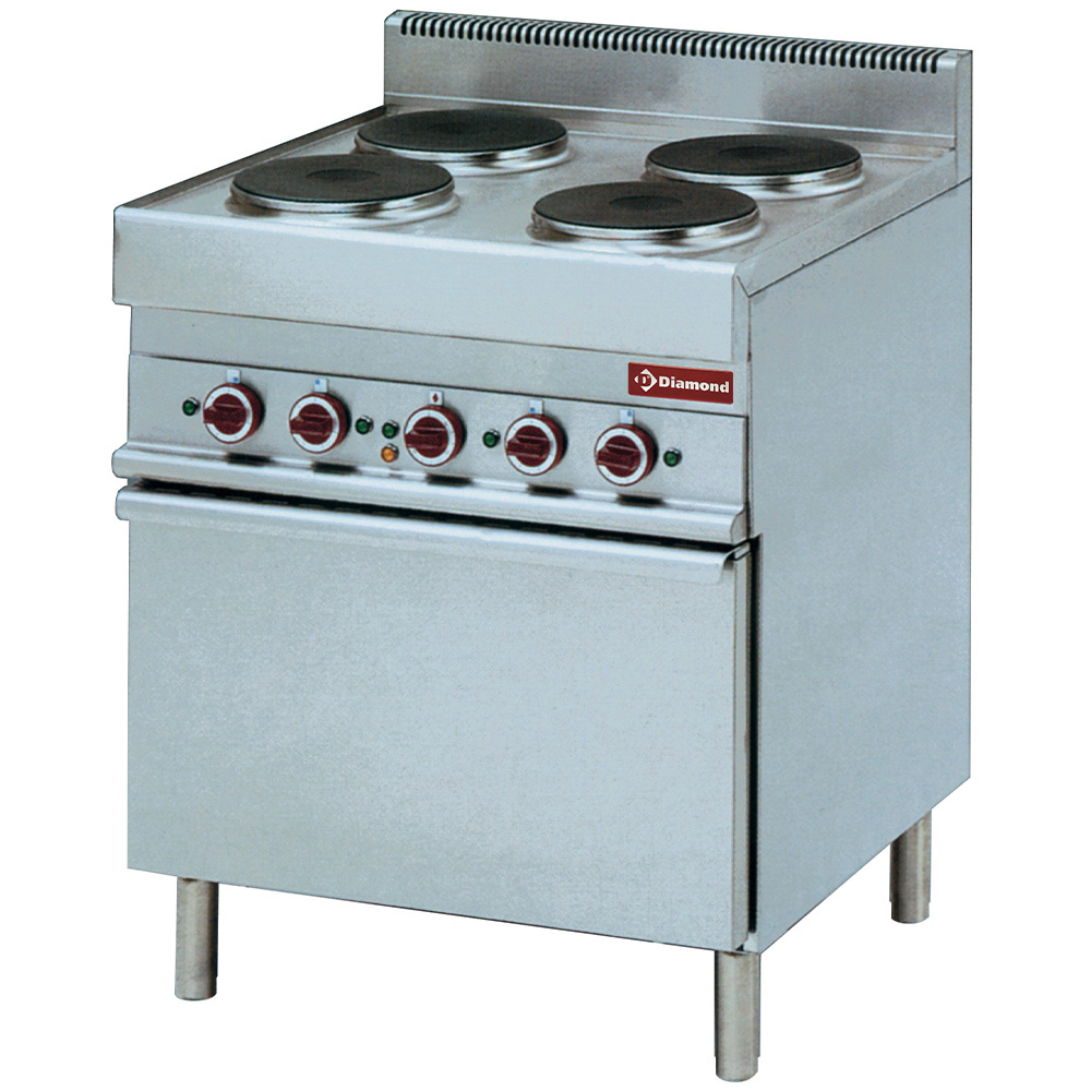 Cuisinière électrique avec 4 plaques de cuisson rondes et four à convection GN 1/1 DIAMOND E65/4PFV7