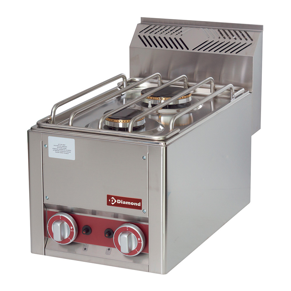 Cuisinière à gaz 2 brûleurs, -Dessus- DIAMOND GS6/2FT-N