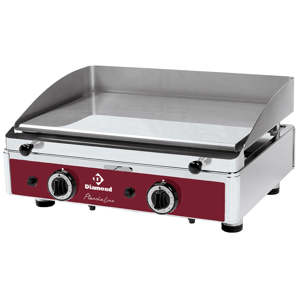 Surface de cuisson lisse, chromée, gaz DIAMOND PLANCHA/2CR-N