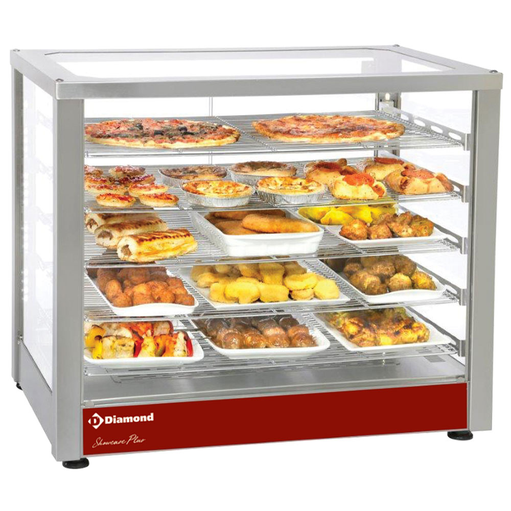 Vitrine chauffante ventilée, 5 niveaux, panoramique (acier inoxydable) DIAMOND HSD5-X1