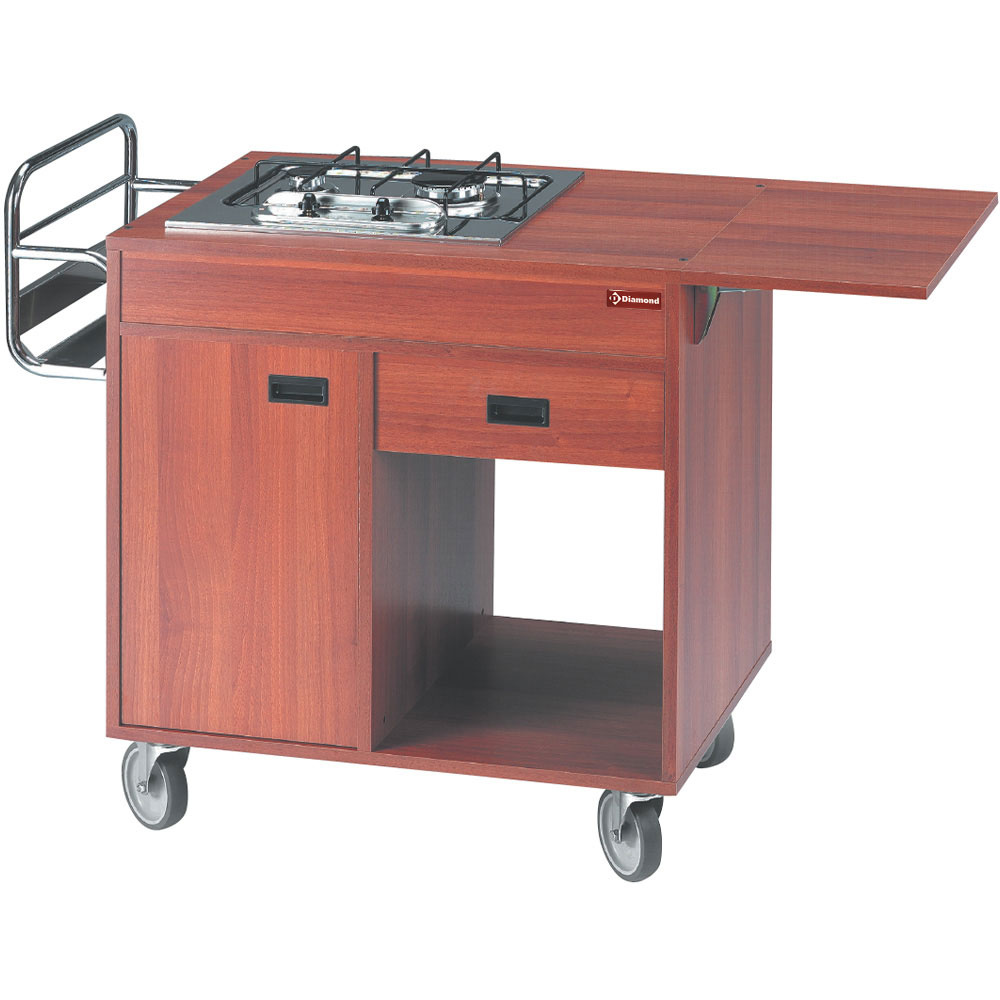 Chariot Flambé, 2 brûleurs à gaz, «Birch», avec roues 2 avec freins DIAMOND CF/2F