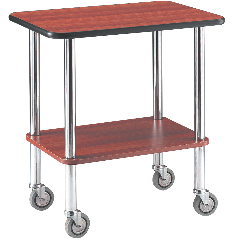 Table chariot, pieds chromés, 2 niveaux, « bouleau » DIAMOND GPC/CH