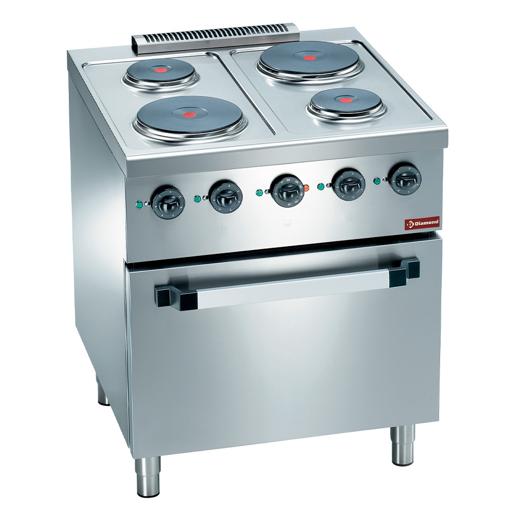 Cuisinière électrique 4 feux, four électrique GN 2/1 DIVERSO C4EF7-SP