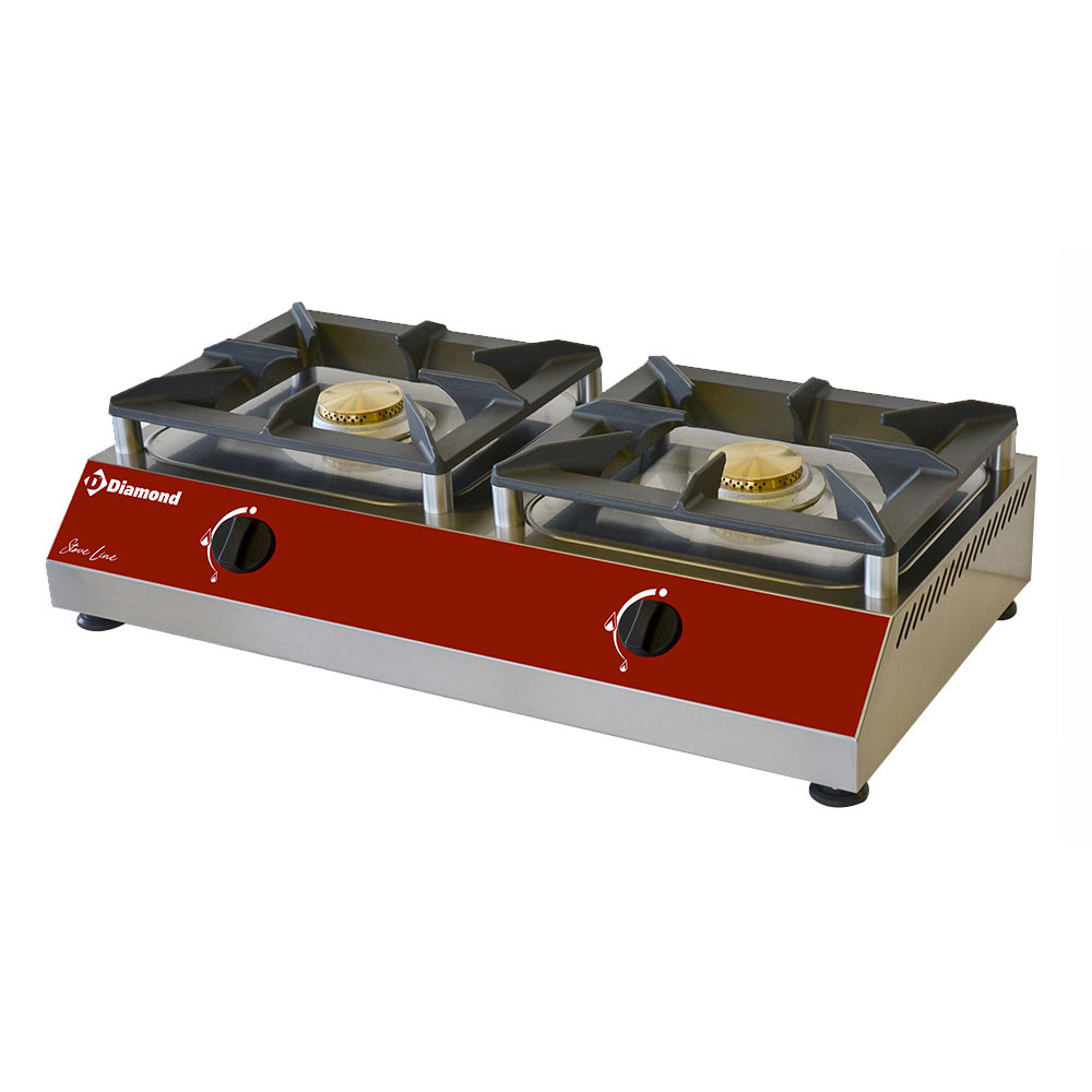 Cuisinière à gaz de table à 2 brûleurs (2 x 5 kW) DIAMOND RECH/2G-N