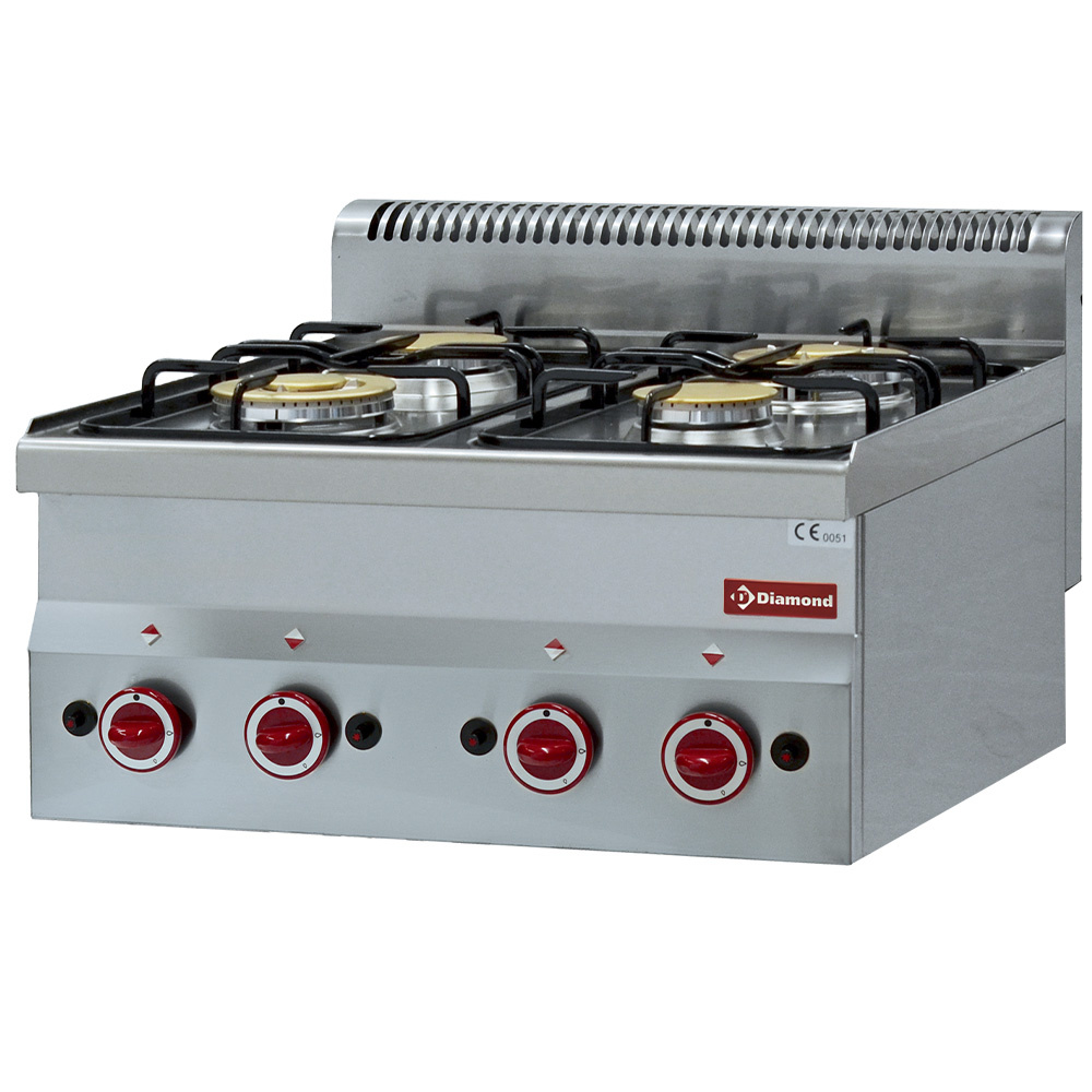 Cuisinière à gaz 4 brûleurs -Plateau- DIAMOND G60/4F6T
