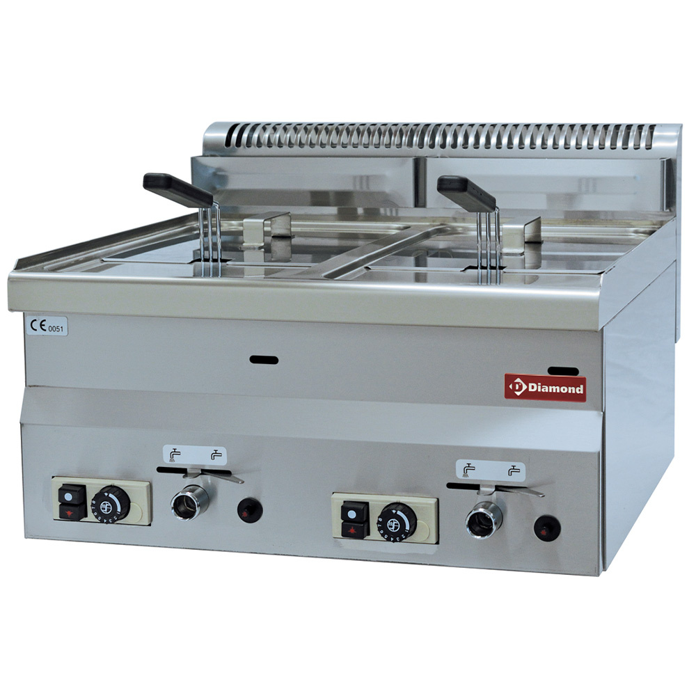 Friteuse à gaz, 2 bacs de 8 litres -Haut- DIAMOND G60/F16-6T