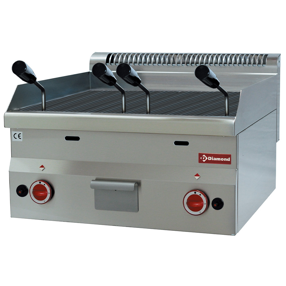 Grill à gaz en pierre de lave avec grille de cuisson en fonte -Haut- DIAMOND G60/GPL6T