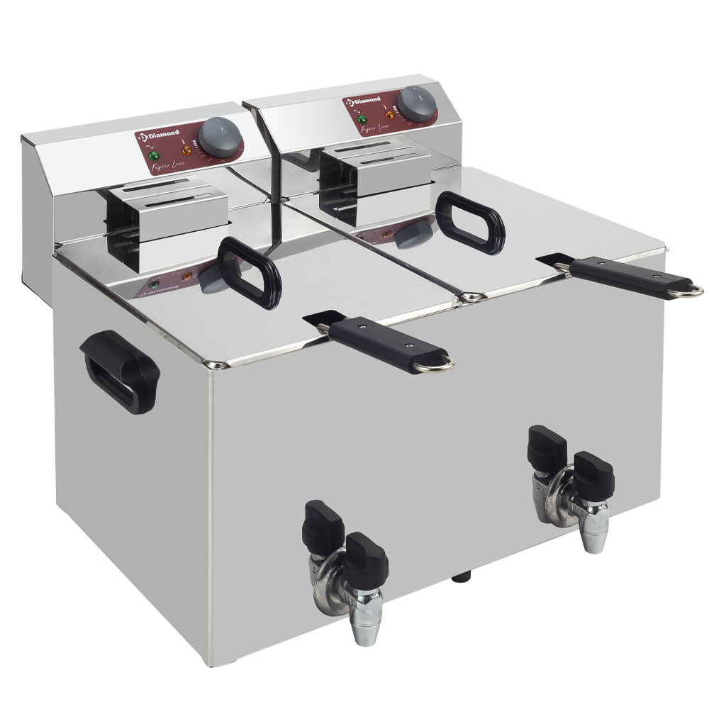Friteuse électrique de table 2 x 8 litres + robinet DIAMOND EF82-KN