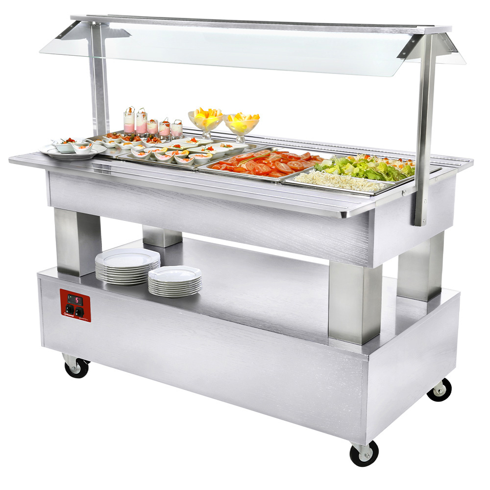 Buffet - Bar à salades réfrigéré, 4x GN1/1-150 (bois blanc) DIAMOND BSB/4N-A1