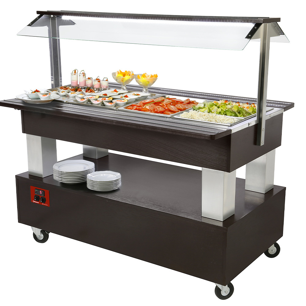Buffet - Bar à salades réfrigéré, 4x GN1/1-150 (bois de wengé) DIAMOND BSB/4N-B1