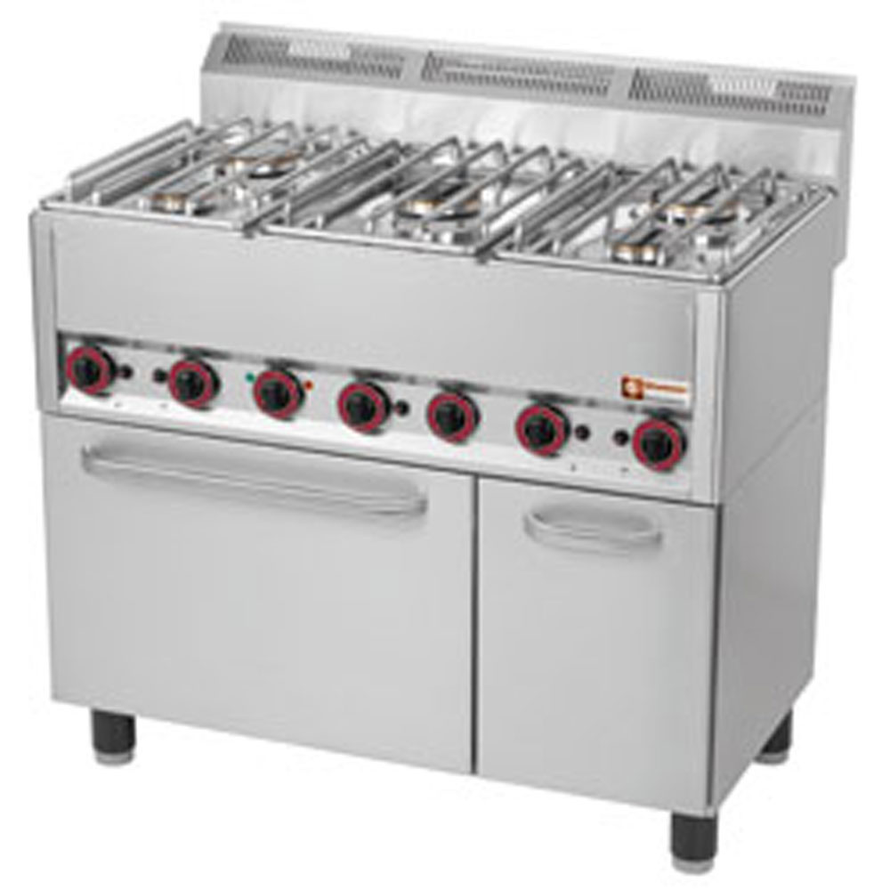 Cuisinière à gaz 5 brûleurs, four à convection 4x GN 1/1 DIAMOND GS6/5BFVA