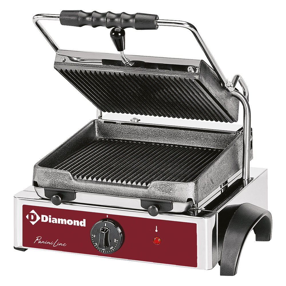 grill à panini électrique, assiettes côtelées DIAMOND GR42