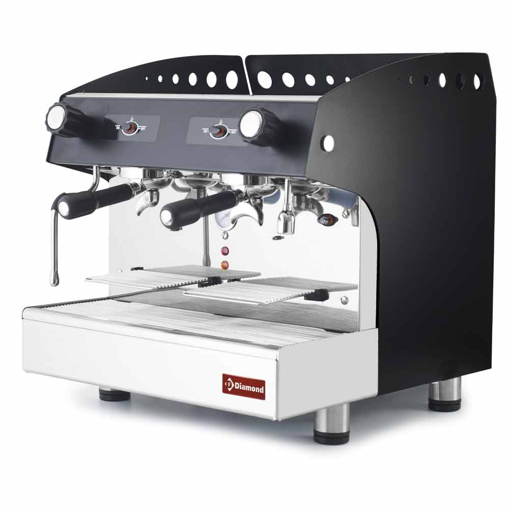 Machine à café expresso semi-automatique 2 groupes - NOIRE DIAMOND COMPACT/2PB