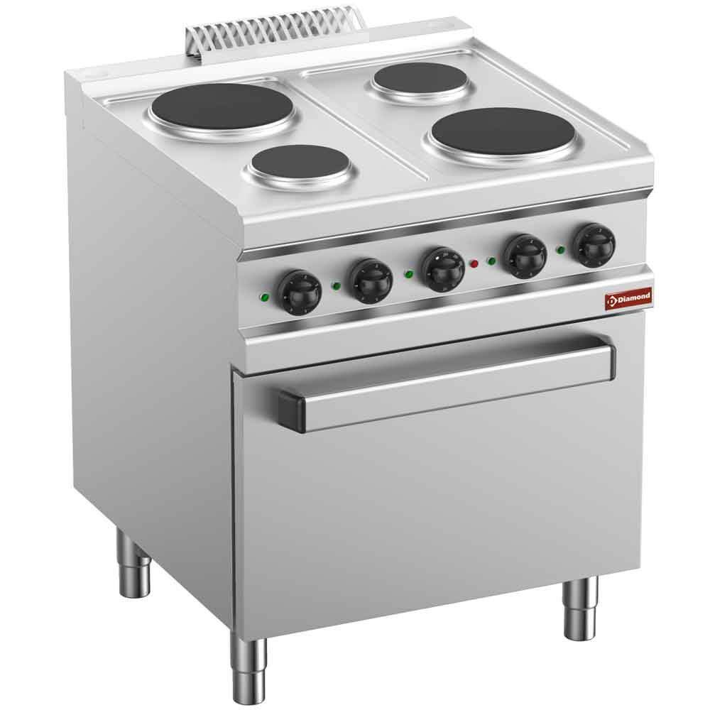 Cuisinière électrique 4 feux, four électrique GN 2/1 DIAMOND C4EF7-BF