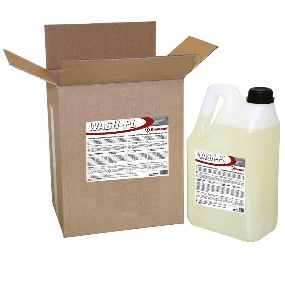 Détergent liquide pour lave-verres et lave-vaisselle - Eau dure - 2 bidons de 5 litres / 6 kg DIAMOND WASH-PL