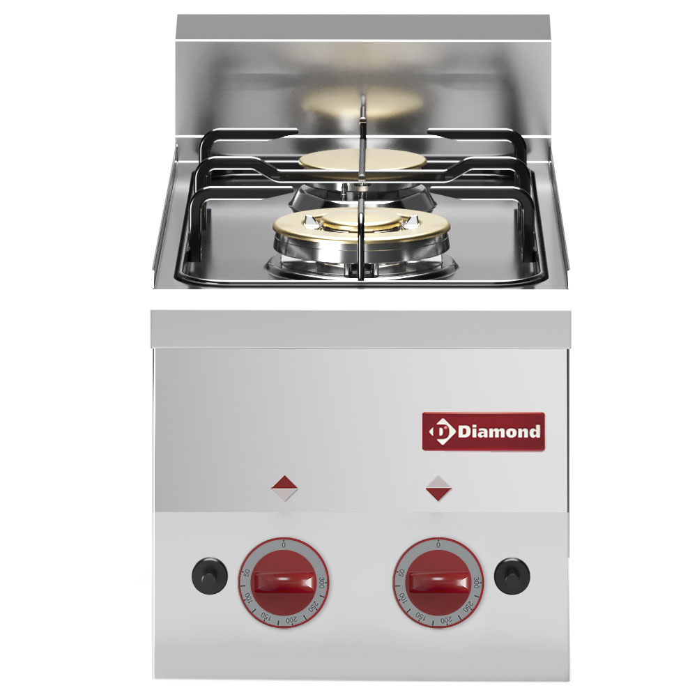 Cuisinière à gaz 2 brûleurs -Plateau- DIAMOND G60/2F3T-N