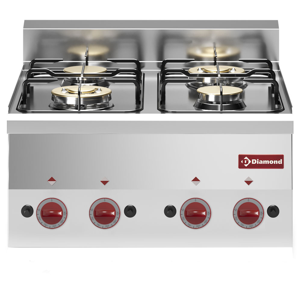 Cuisinière à gaz 4 brûleurs -Plateau- DIAMOND G60/4F6T-N