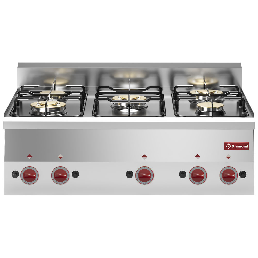 Cuisinière à gaz 5 brûleurs -Plateau- DIAMOND G60/5F9T-N