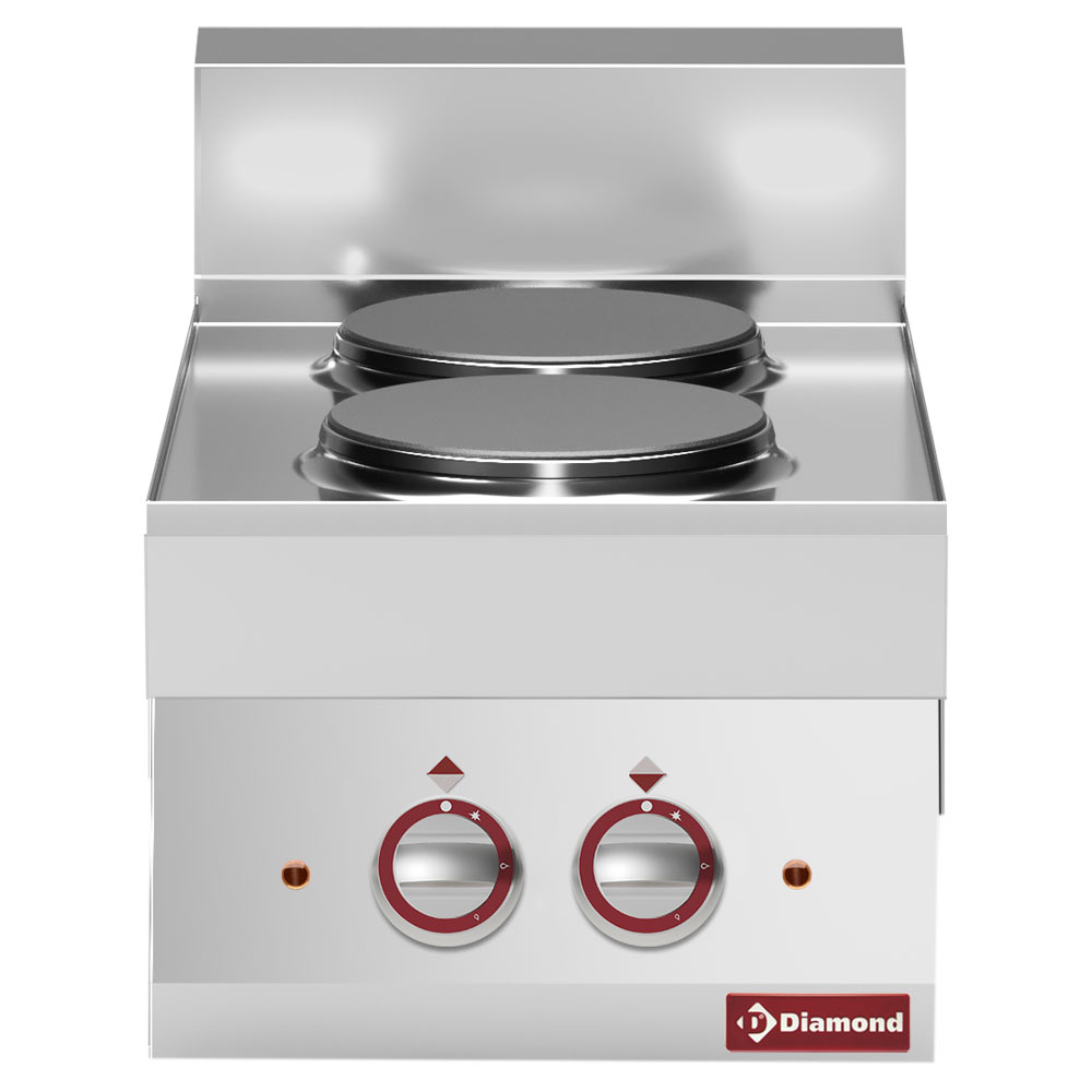 Cuisinière électrique 2 plaques de cuisson rondes -Dessus- DIAMOND E65/2P4T-N