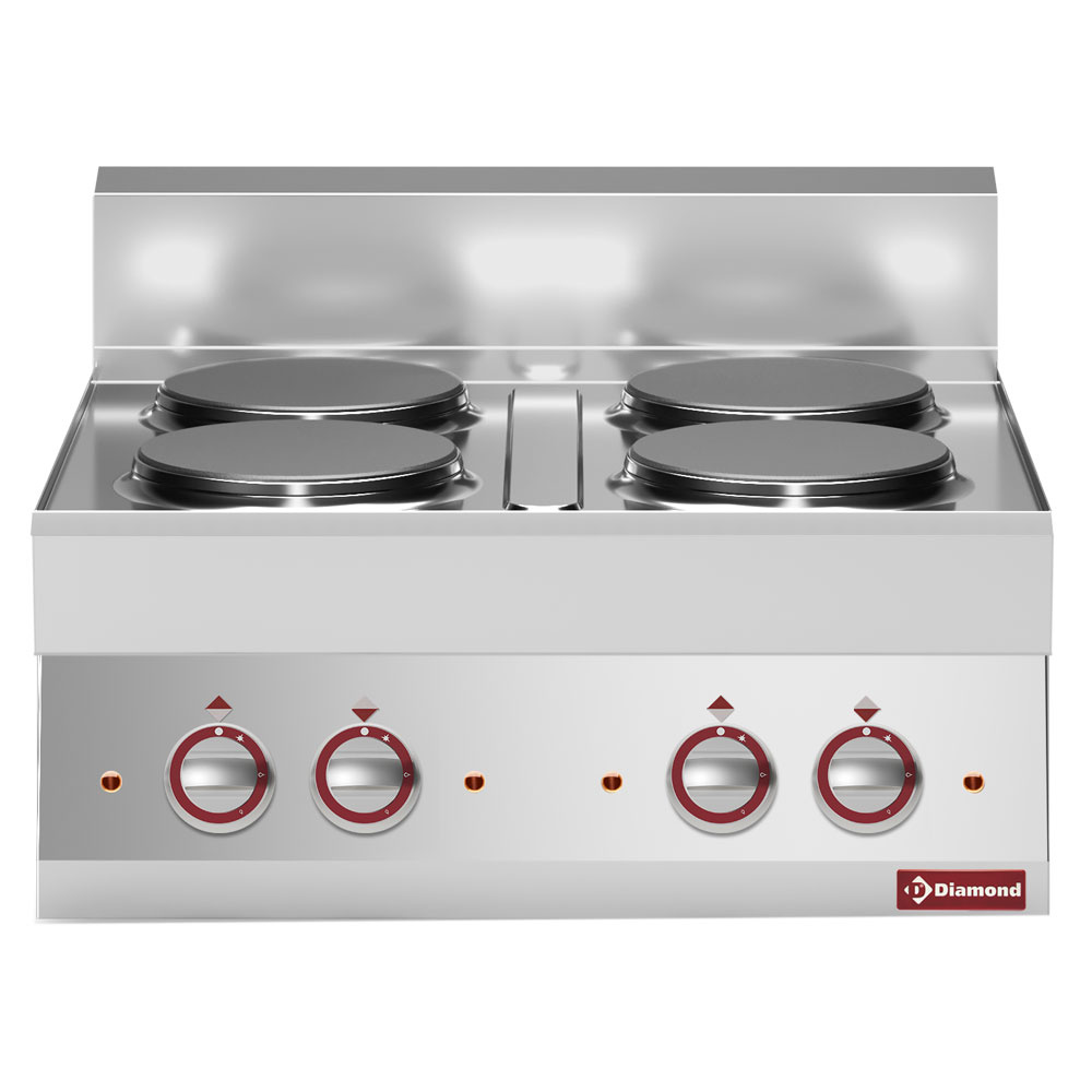 Cuisinière électrique à 4 plaques de cuisson rondes -Dessus- DIAMOND E65/4P7T-N