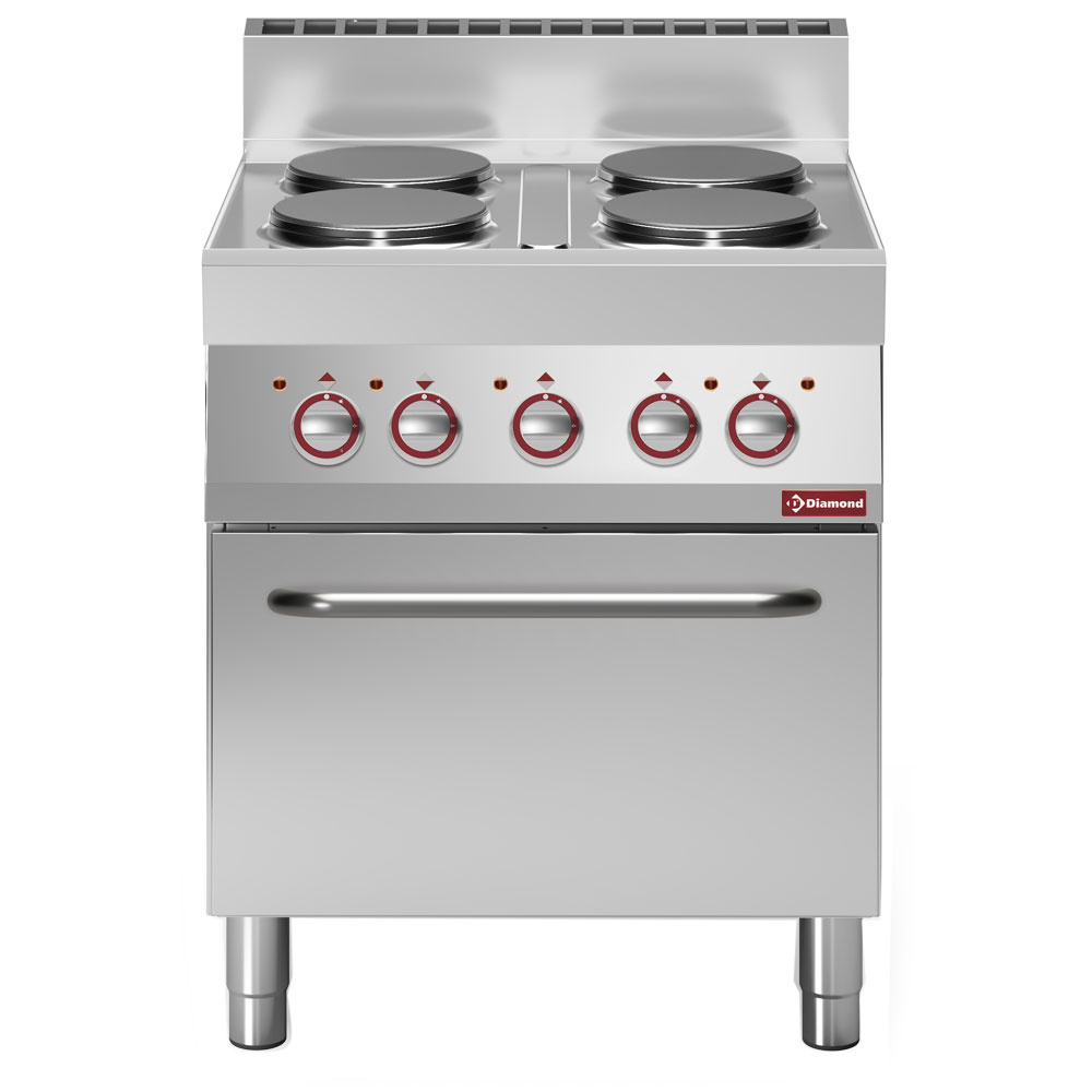Cuisinière électrique avec 4 plaques de cuisson rondes et four à convection GN 1/1 DIAMOND E65/4PFV7-230V/3-N