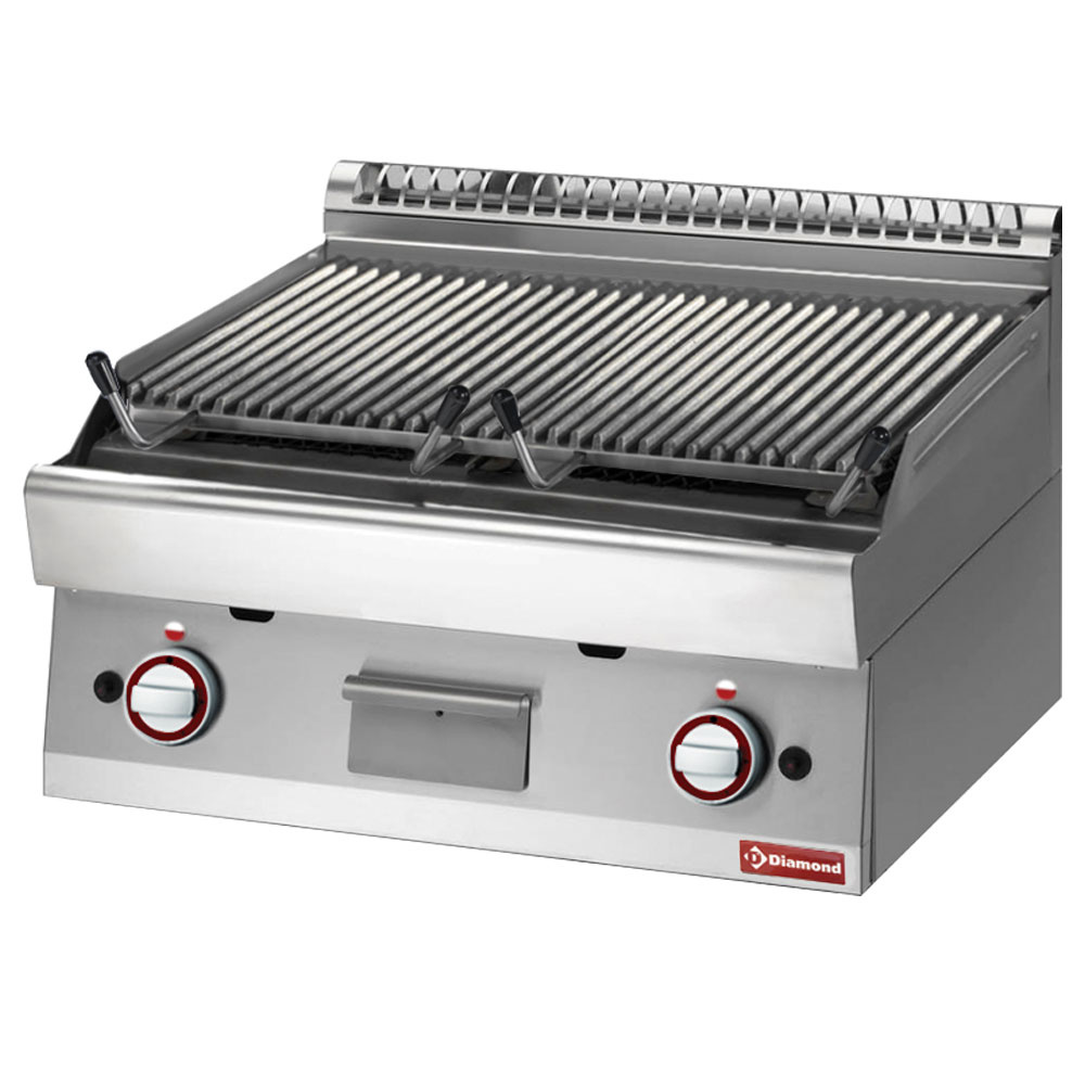 Gril en pierre de lave - module 1/1, grille de cuisson en fonte «double face» DIAMOND PLX87-PB