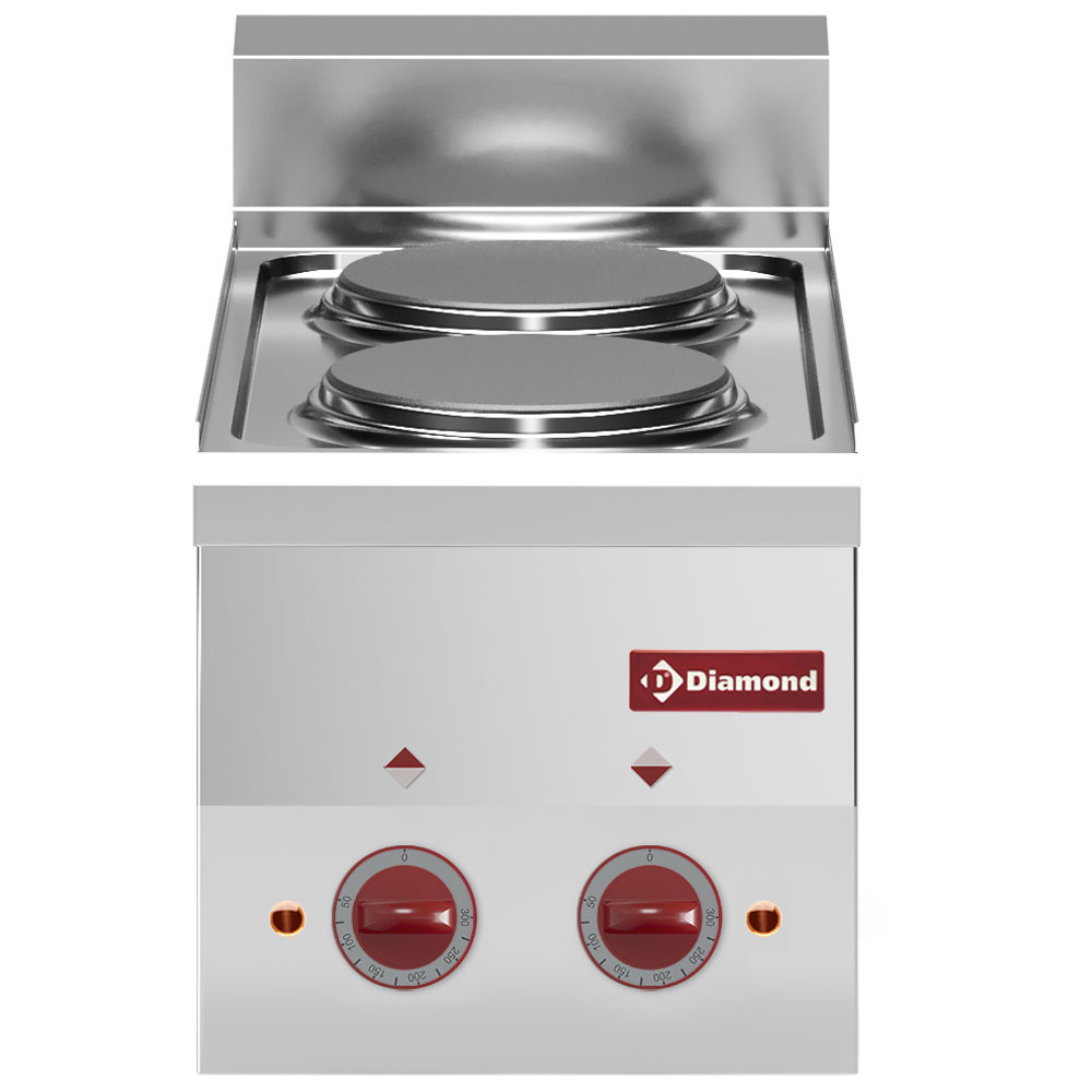 Cuisinière électrique 2 feux -Plateau- DIAMOND E60/2P3T-N