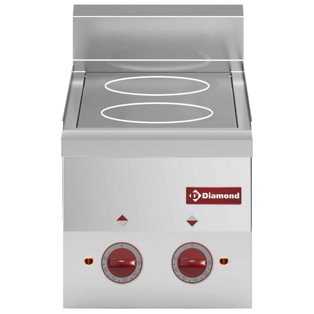 Cuisinière en vitrocéramique 2 feux -Plateau- DIAMOND E60/2VC3T-N