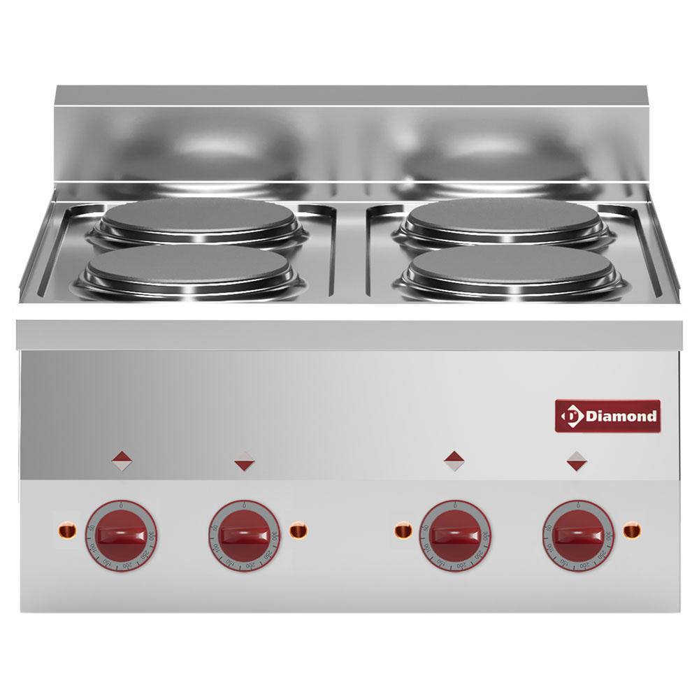Cuisinière électrique 4 feux -Plateau- DIAMOND E60/4P6T-N