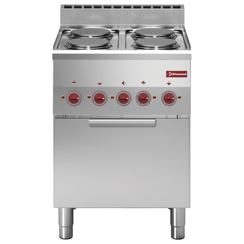 Cuisinière 4 plaques de cuisson et four à convection électrique GN 2/3 DIAMOND E60/4PFV6-N