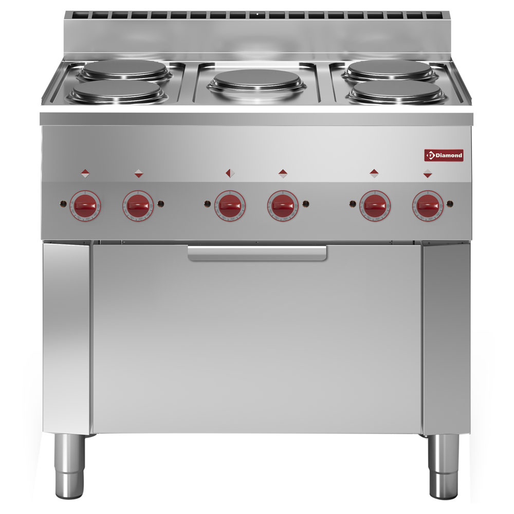 Cuisinière 5 plaques de cuisson et four à convection électrique GN 1/1 DIAMOND E60/5PFV9-230/3-N