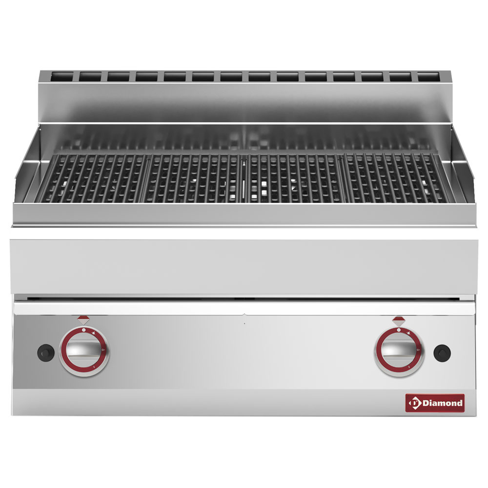 Gril vapeur à gaz, avec grille de cuisson en fonte -Haut- DIAMOND G65/GGF7T-N