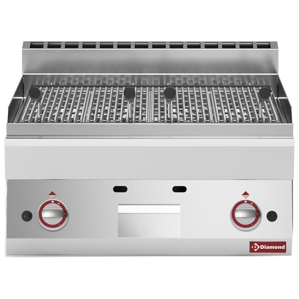 Grill à gaz en pierre de lave, grille de cuisson en fonte -Haut- DIAMOND G65/GPL7T-N