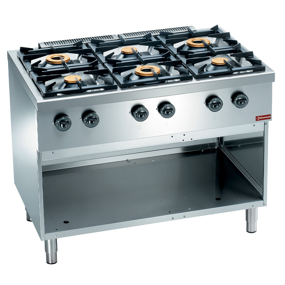 Cuisinière à gaz 6 brûleurs, sur placard ouvert DIVERSO C6GA11-SP