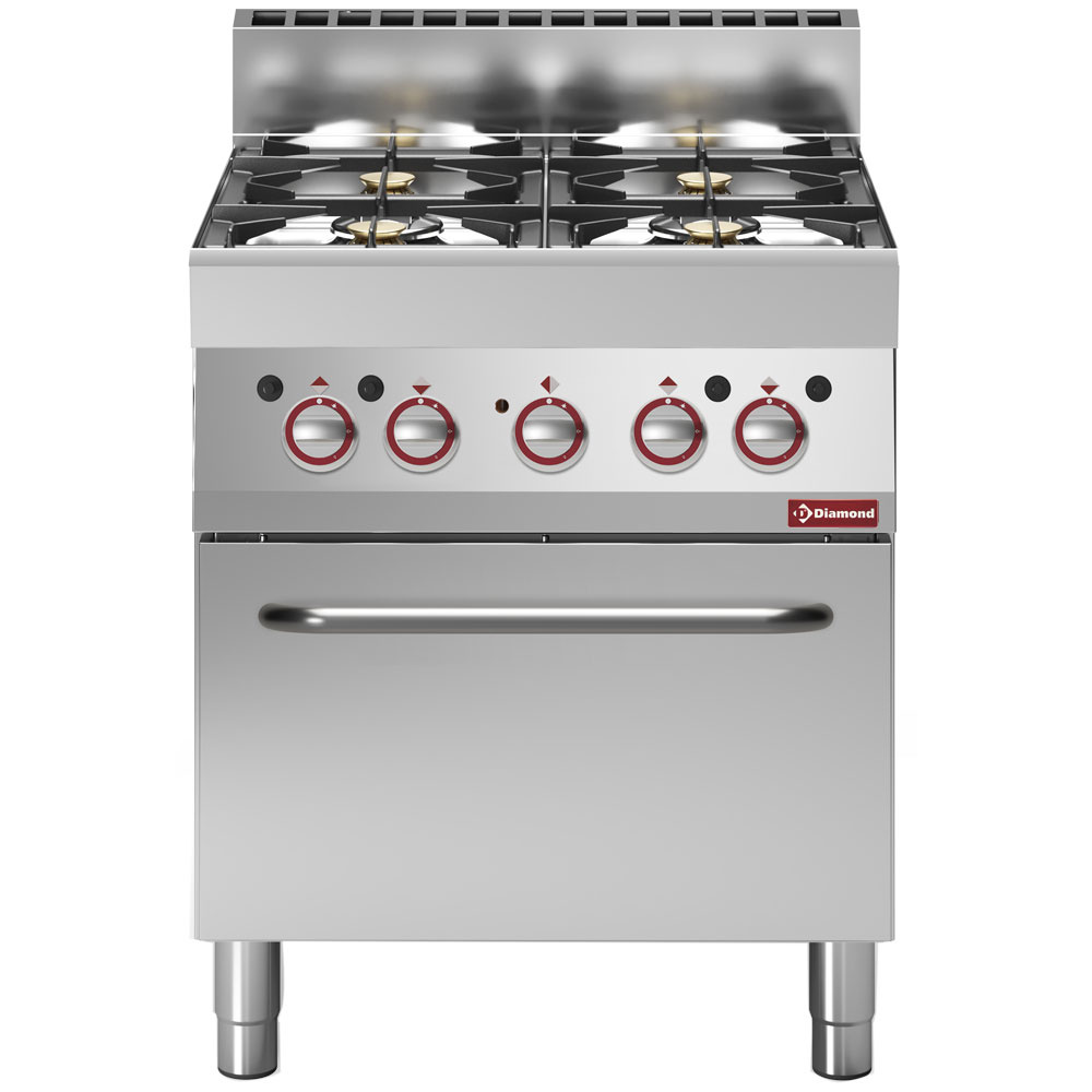 Cuisinière à gaz 6 brûleurs et four électrique à convection GN 1/1 DIAMOND G65/4BFEV7-230V/3-N