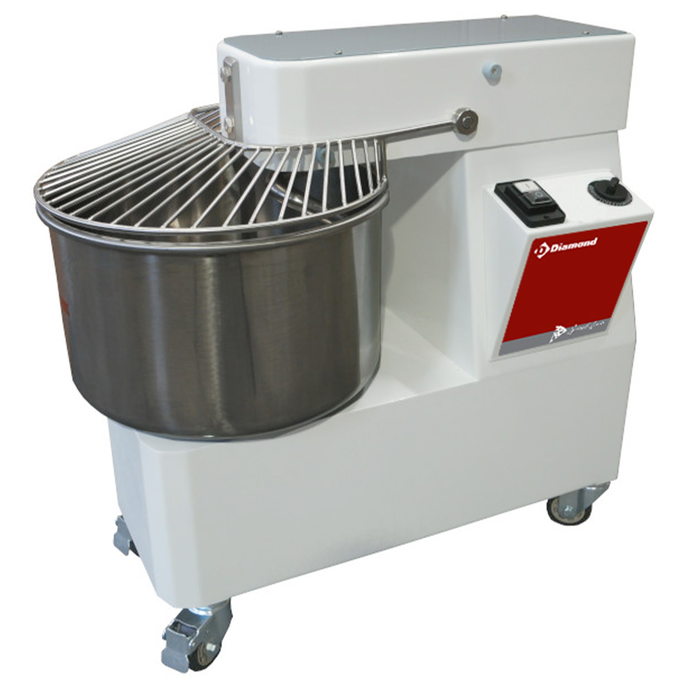 Pétrisseur à spirale 22 litres, 2 vitesses, minuterie, sur roues DIAMOND NT22/T2V-Y